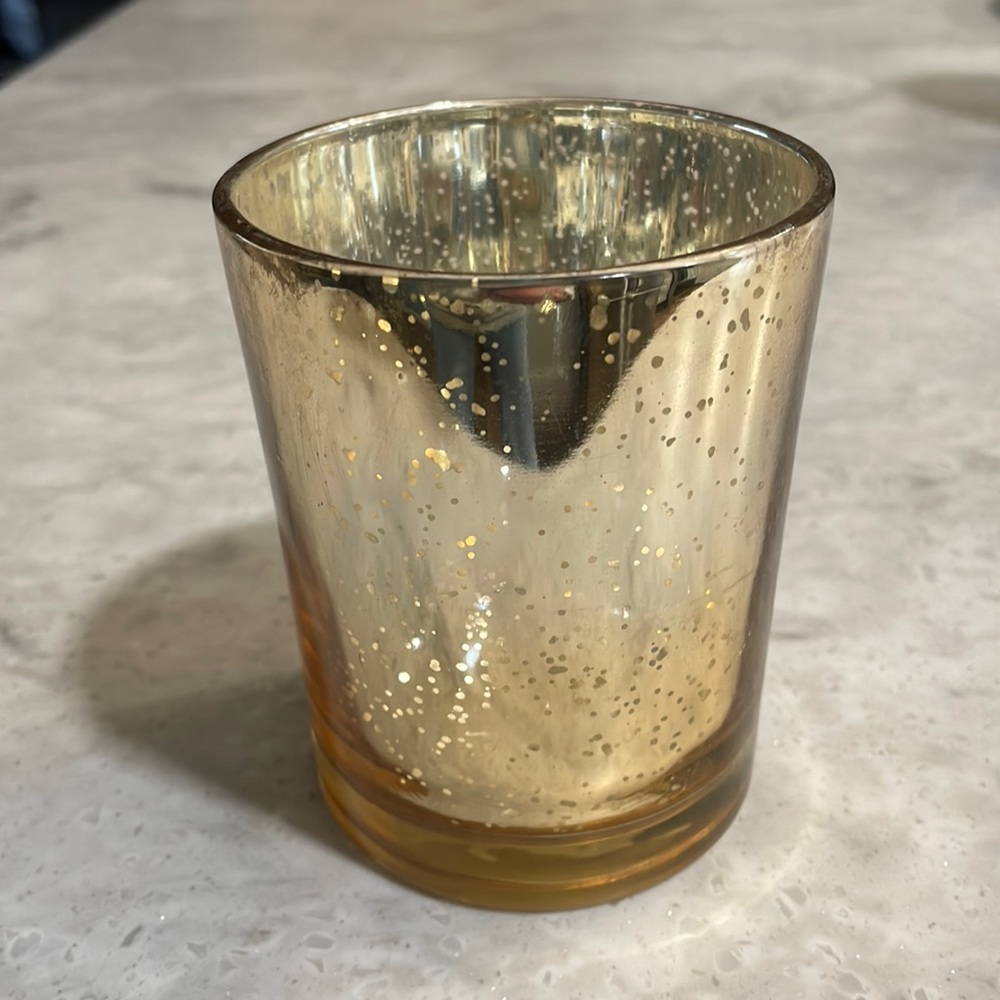 Gold mercury glass votive holder